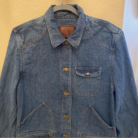 Vintage RALPH LAUREN Jeans Company Blue Denim Chore Barn Ranch Jacket Size Large - Picture 3 of 9